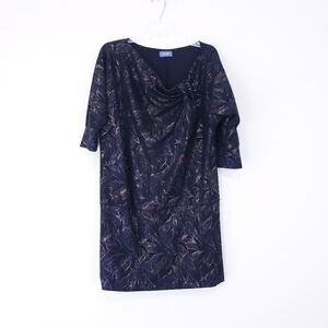 Figwood Black Brown Tan Floral Print Dress Size Large Twist Neck